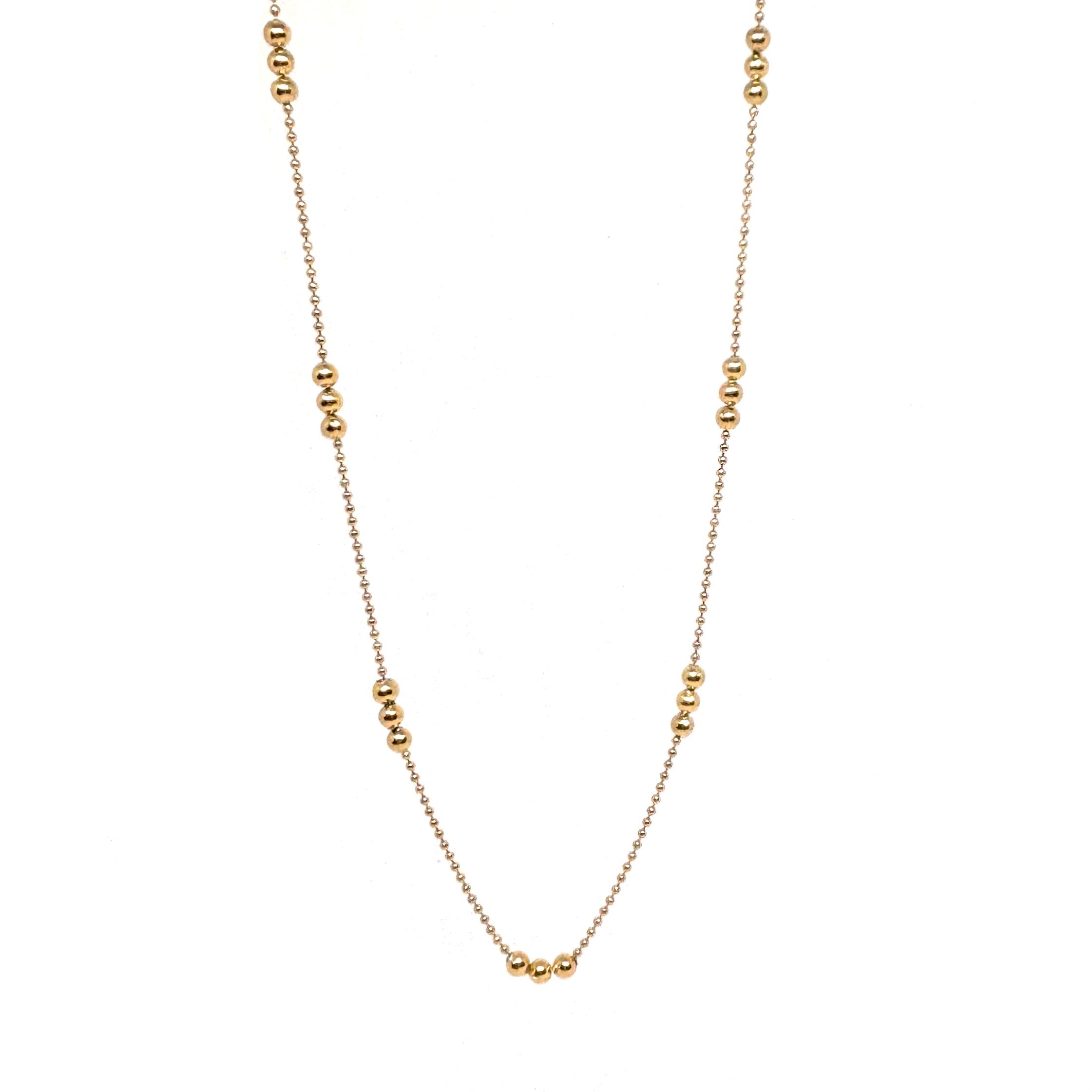 collier femme en acier inoxydable doré avec petites perles dorées sur chaîne ras-du-cou 42 +5,5 cm, bijou minimaliste discret et élégant à porter au quotidien